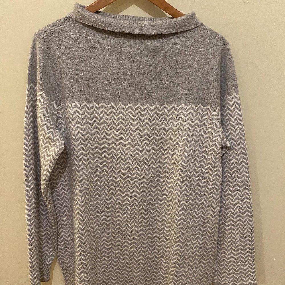Aspen grey & white funnel neck tunic sweater